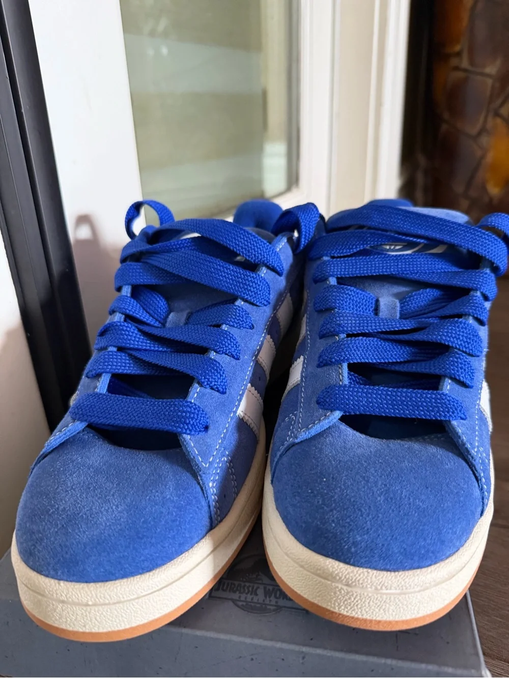 adidas Blue and White Campus Men’s Sneakers with Gum Sole